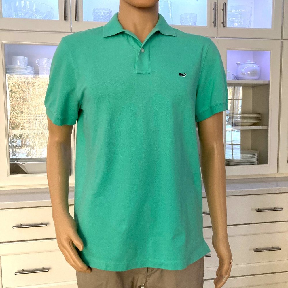 Vineyard Vines Men's Bright Seafoam Green Short Sleeved Cotton Polo Shirt